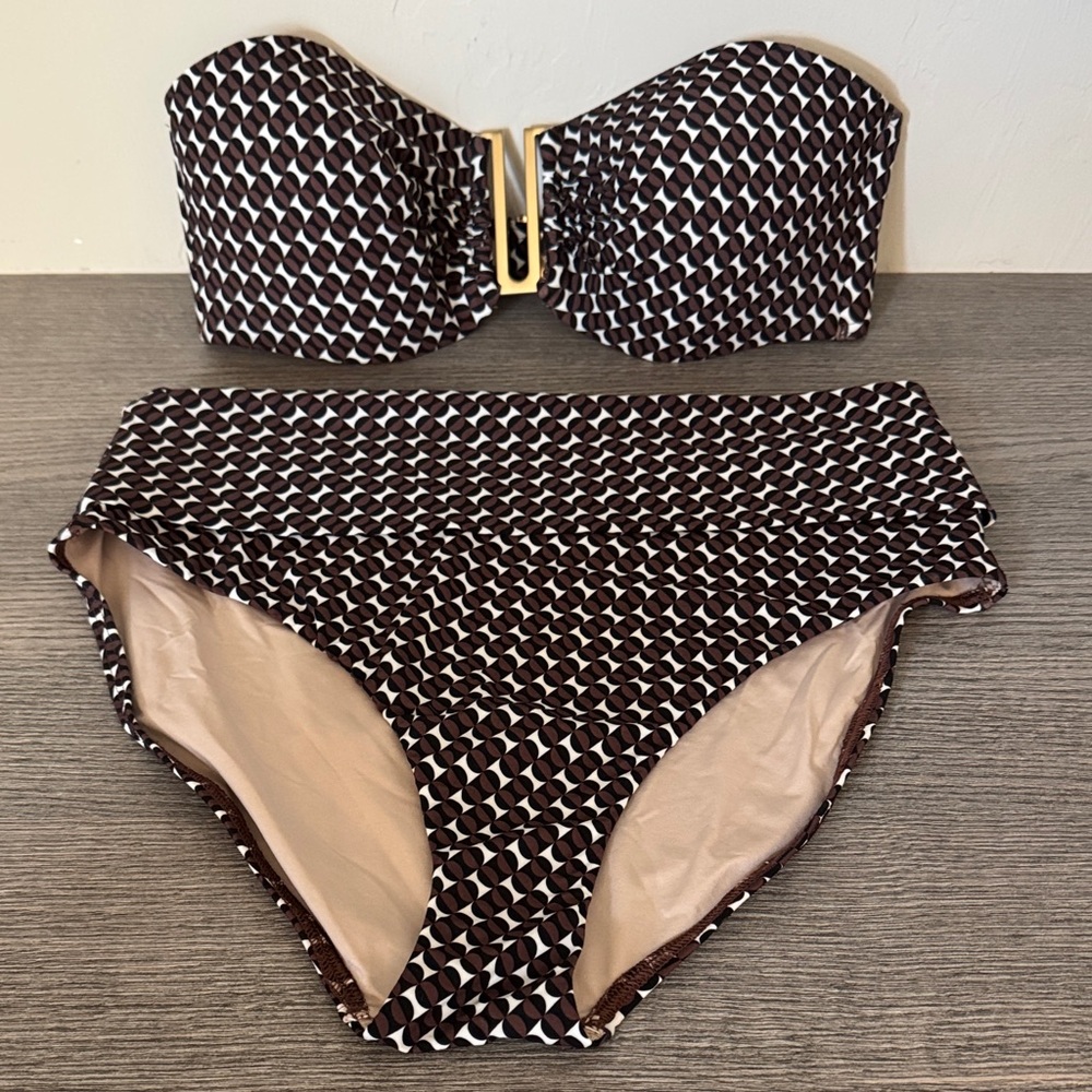 JETS Bandeau Brown, Black and White Women's Bikini
